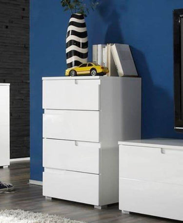 Santino White High Gloss Chest of Drawers S4 - Modern Bedroom Storage Solution - UK Luxury Furniture